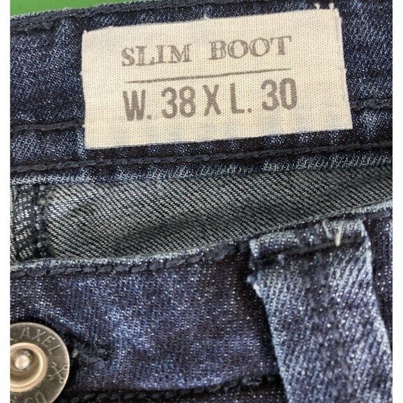 TK Axel Jeans Mens 38/30 Blue Slim Boot Leg Cut Dark Blue Wash - Picture 5 of 11